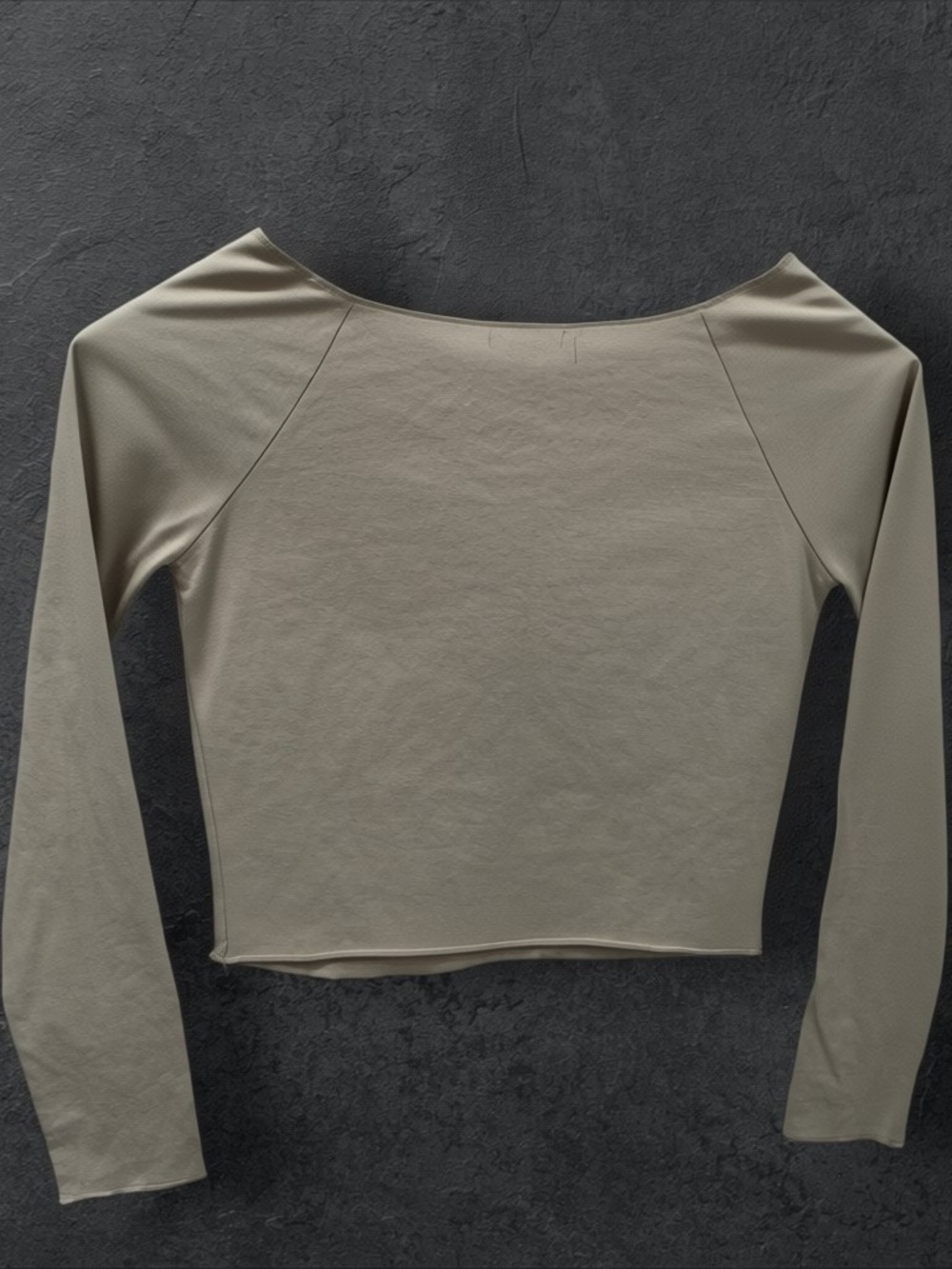 Women's size Medium Long Sleeve Scoop Neck Crop Top - Taupe Wild Fable Tan